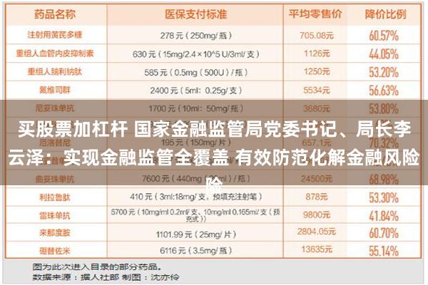 买股票加杠杆 国家金融监管局党委书记、局长李云泽：实现金融监管全覆盖 有效防范化解金融风险