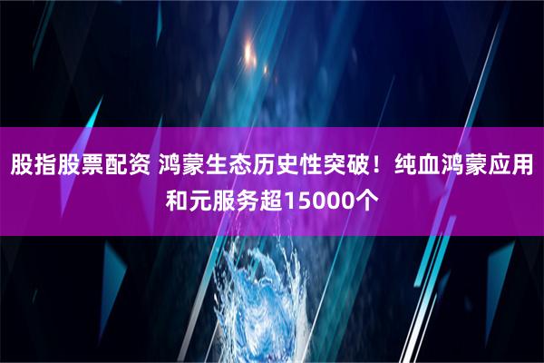 股指股票配资 鸿蒙生态历史性突破！纯血鸿蒙应用和元服务超15000个